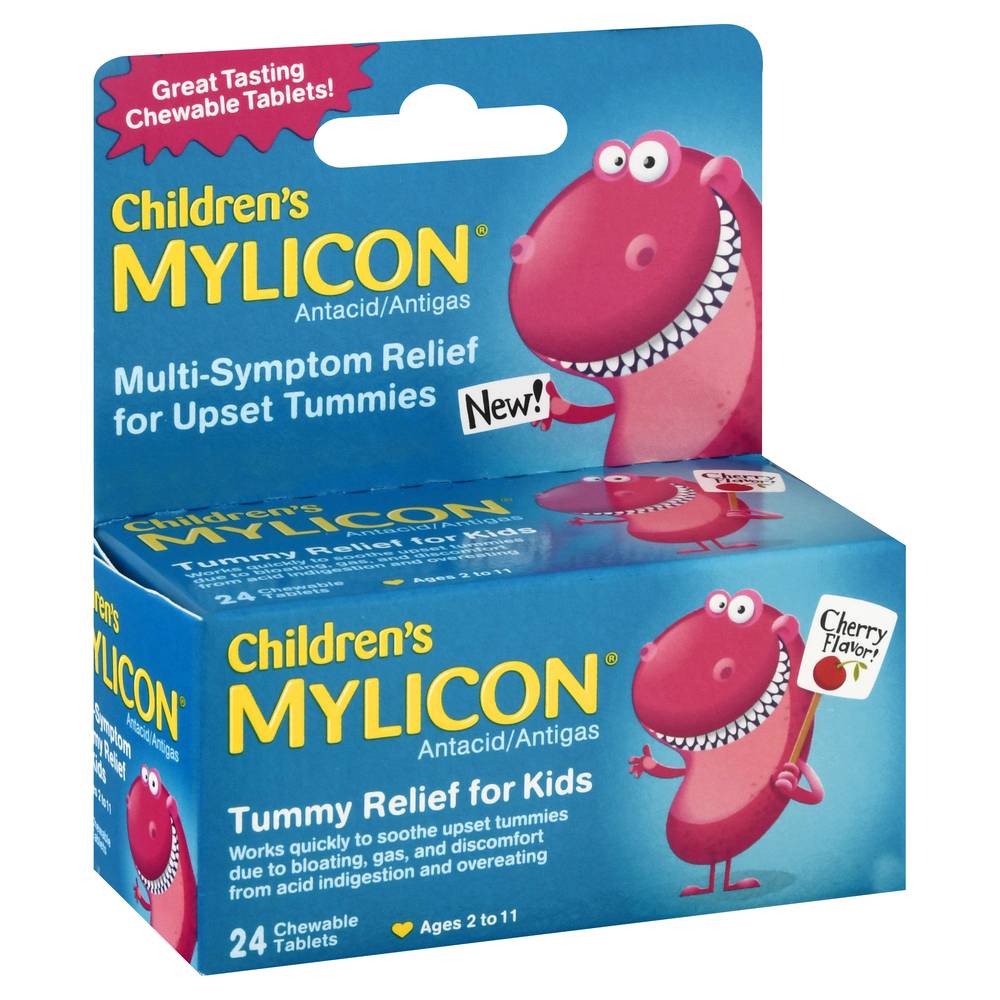 Children's Mylicon Chewable Tablets Cherry Flavor Tummy Relief For Kids