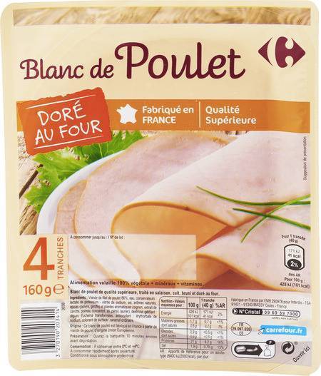 Carrefour Extra - Blanc de poulet doré au four (4 pièces)