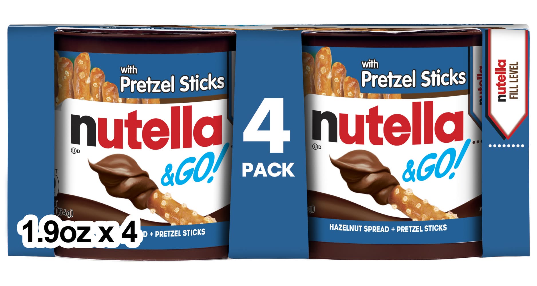 Nutella- Hazelnut Spread With Pretzel Sticks (4 x 1.9 oz)