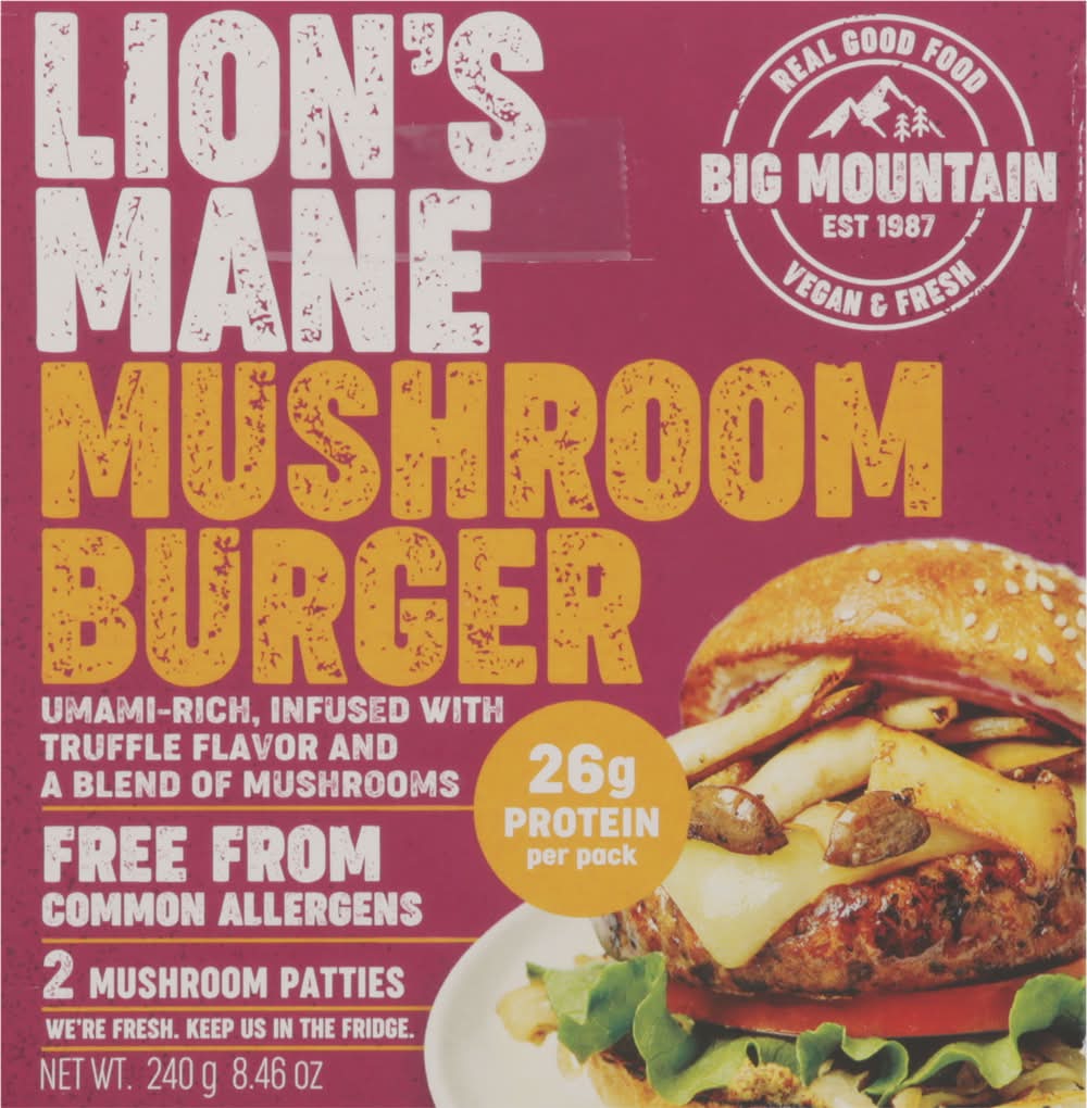 Big Moutain Foods Lion's Mane Mushroom Burger, Truffle (8.46 oz, 2 ct)