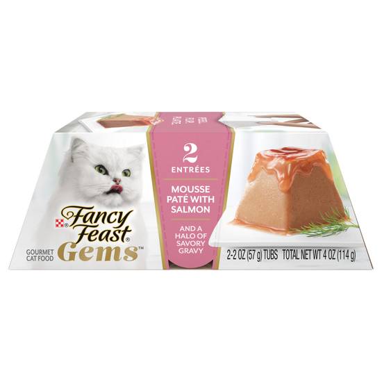 Fancy Feast Purina Gems Mousse Pate With Salmon and Halo Of Savory Gravy Cat Food