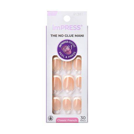 Impress French, The No Glue Mani, Model, Short Squoval, 30 Count.