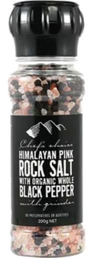 Chef's Choice Himalayan Pink Rock Salt With Whole Black Pepper (200g)
