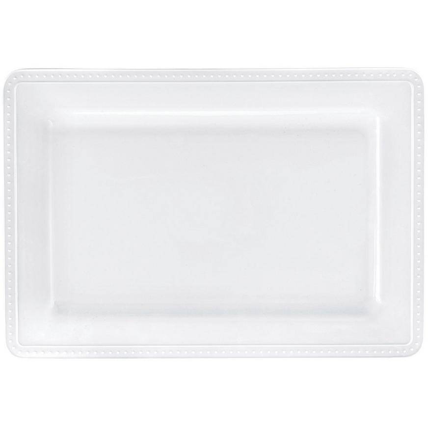 Party City Beaded Rectangular Melamine Platter (11" x 16"/white)