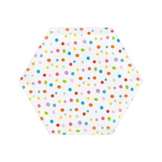 7.5" Multicolor Dots Hexagon Paper Plates By Celebrate It, 10Ct.