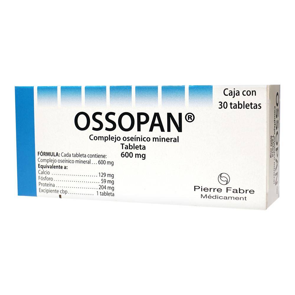 Pierre fabre ossopan complejo oseínico mineral tabletas 600 mg (30 piezas)