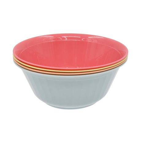 Mainstays 4 Colors Assorted Plastic Bowl, 6 inch x 6 inch x 2.8 inch, 4 Piece