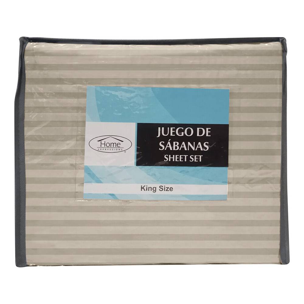 Home expressions sábanas embossed stripes beige king size (1 pieza)