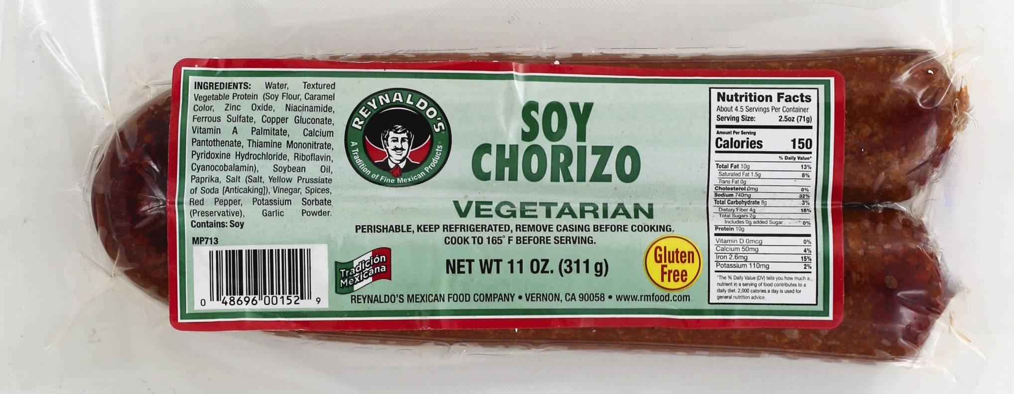 Reynaldo's Vegetarian Soy Chorizo (11 oz)