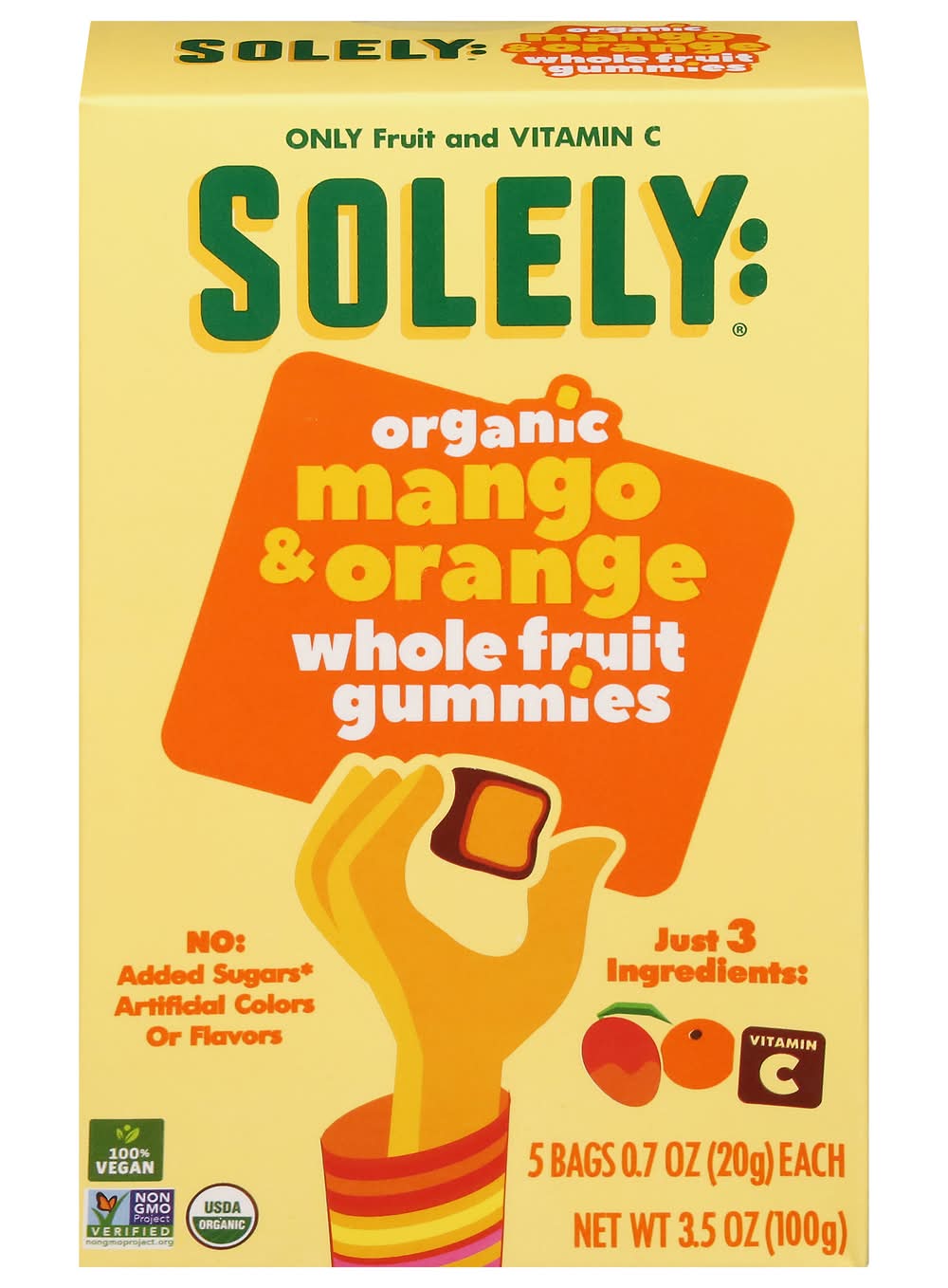 Solely Organic Whole Fruit Gummies, Mango & Orange (5 x 0.7 oz)
