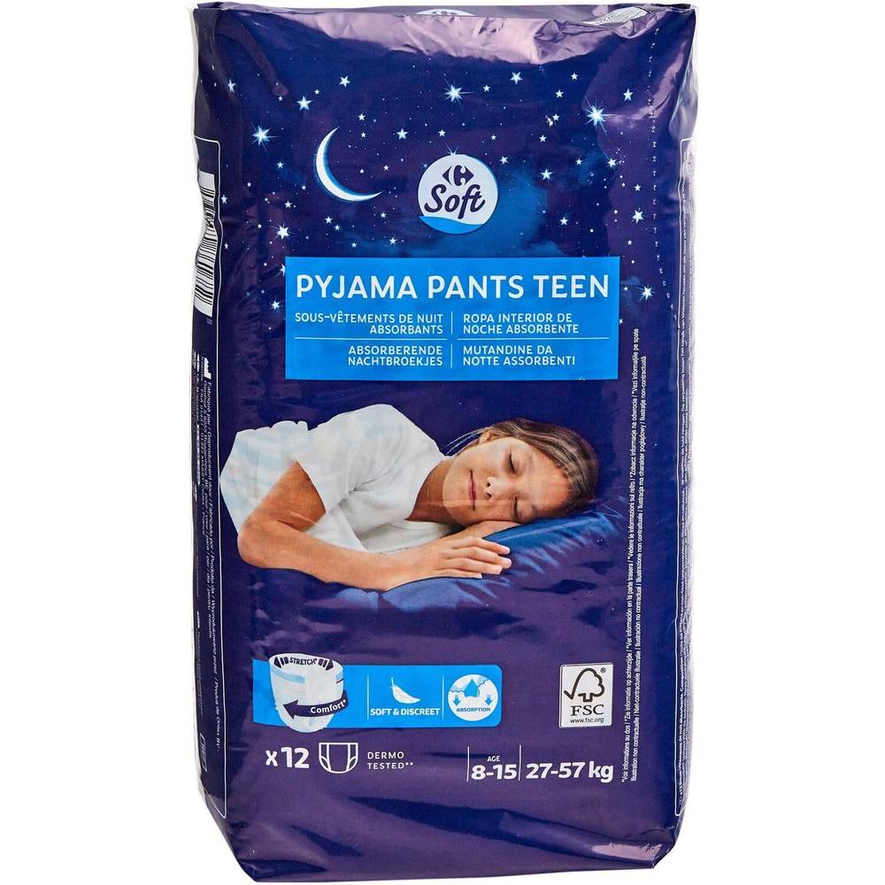 Carrefour - Soft pyjamas pants absorbants 8-15 ans 27-57 kg (12 pièces)