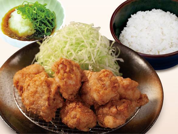 鬼おろしポン酢本格唐揚げ８個定食 Japanese AuthenticFriedChicken(８ Piece) w/ Grated Radish Set Meal