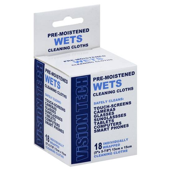Vision Tech Pre Moistened Wets Cleaning Cloths (5 x 5 7/8 in)