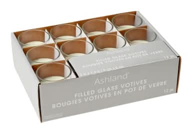 Ashland Glass Votive Candles, Ivory (0.11 oz, 12 ct)