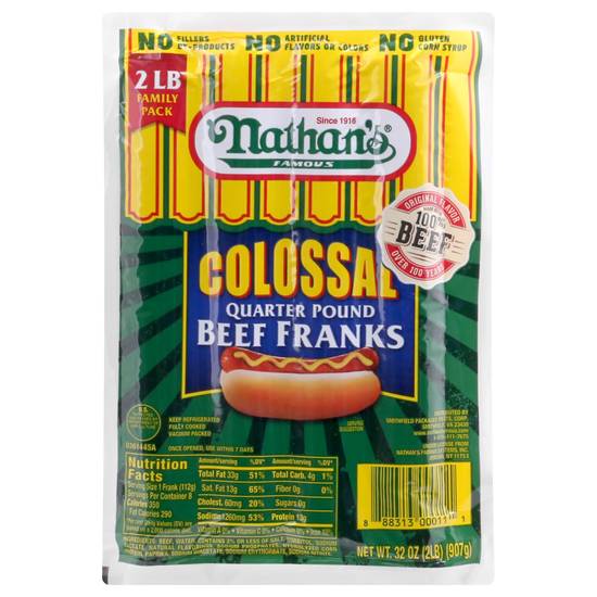 Nathan's Colossal Quarter Pound Beef Franks (8 ct)