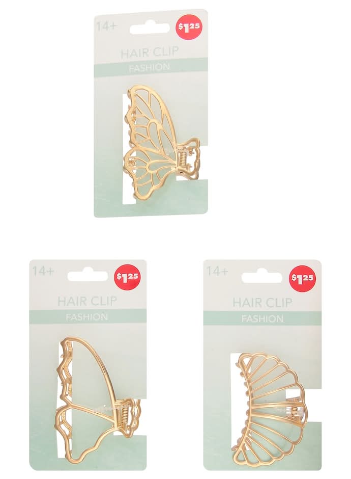 Trendy Metal Claw Hair Clips 14+ Years, Gold (3 ct)
