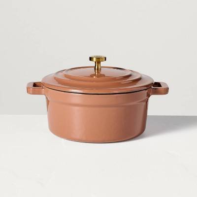 .5qt Enameled Cast Iron Mini Dutch Oven Pumpkin Brown - Hearth & Hand™ with Magnolia