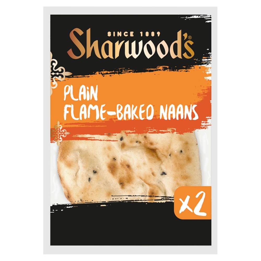 Sharwoods Plain Flame-Baked Naans x2 260g