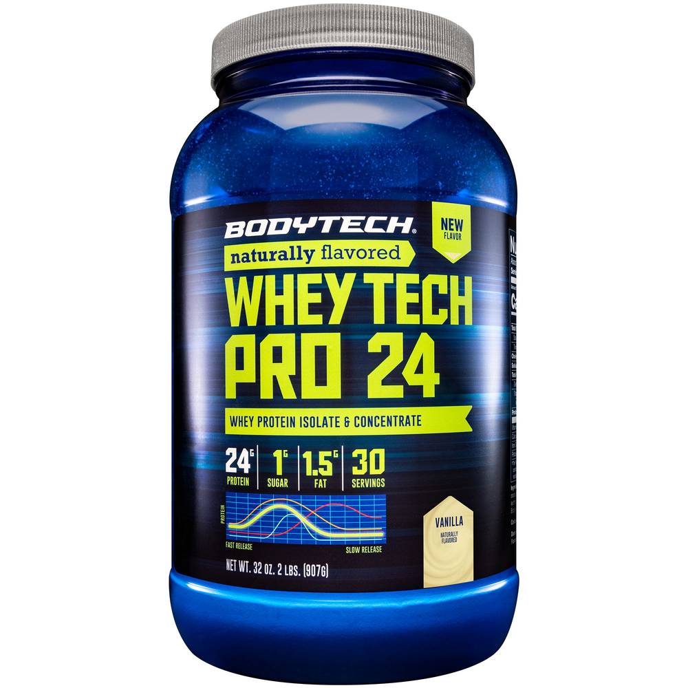 Bodytech Naturally Whey Tech Pro 24 Protein Powder (32 oz) (vanilla)