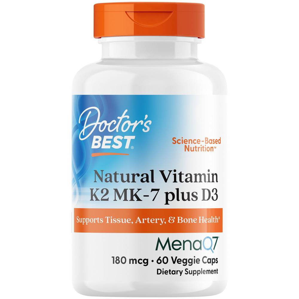 Doctor's Best Natural Vitamin K2 Mk 7 + D3 With Menaq7 Capsules (60 ct)