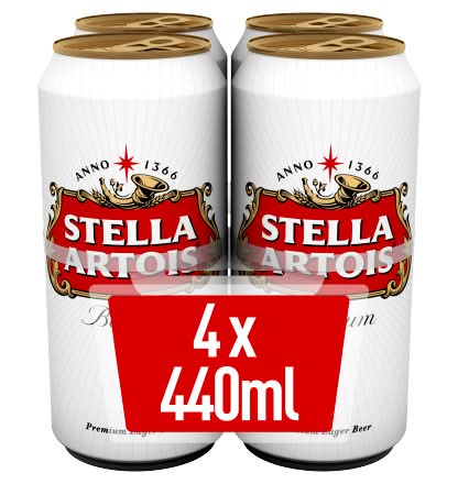 Stella Artois Lager Beer Cans (4 x 440ml)