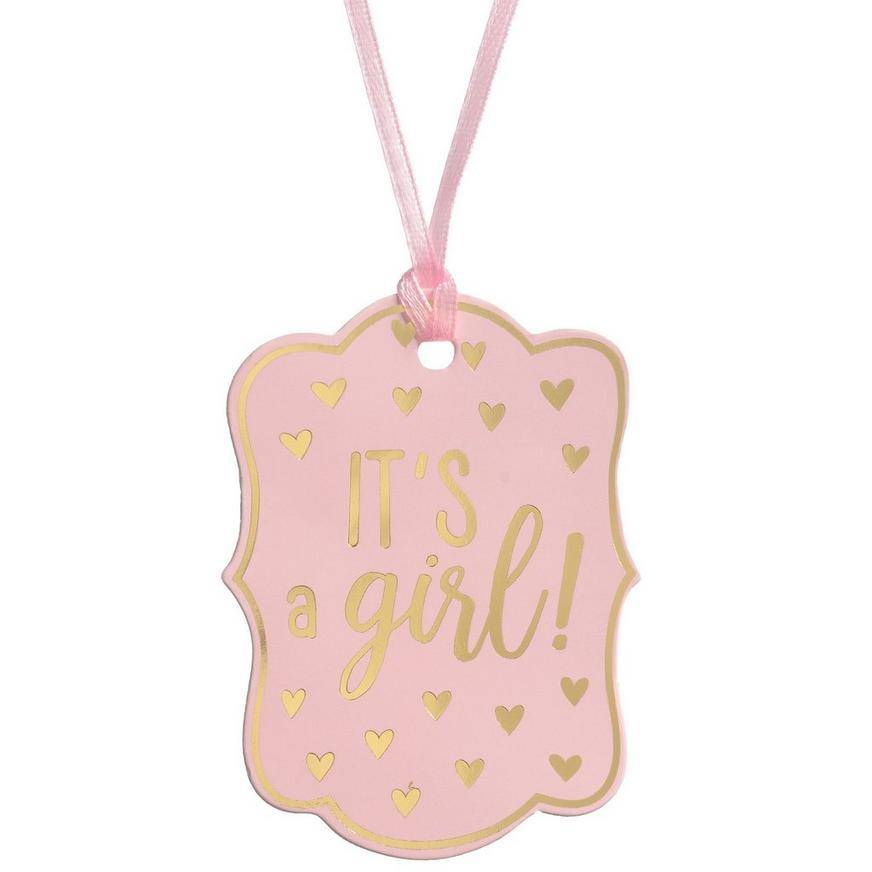 Pink Metallic Gold It's a Boy Gift Tags, 24ct