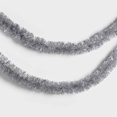 Wondershop Soft & Silky Tinsel Christmas Garland, 15', Silver