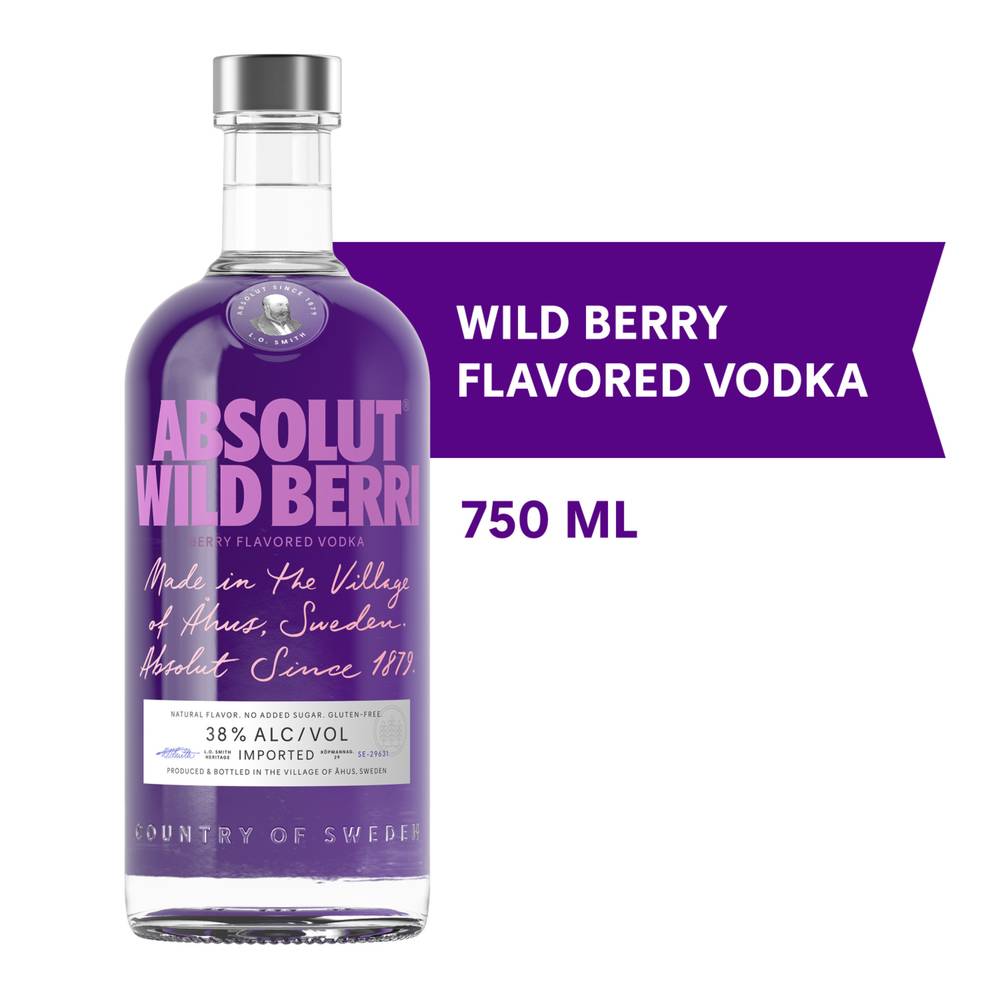 Absolut Wild Berri Flavored Vodka (750 ml)