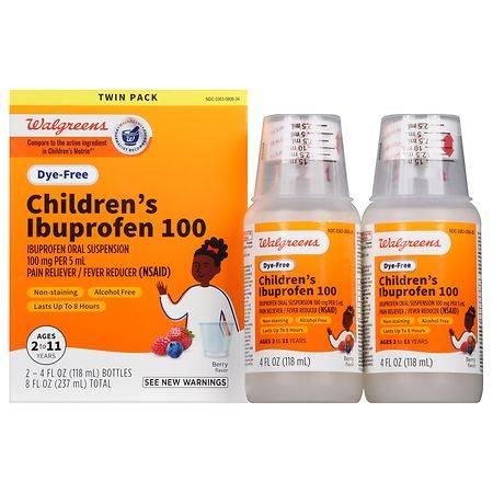 Walgreens Children's Dye-Free Ibuprofen 100 Oral Suspension Berry (2 ct)