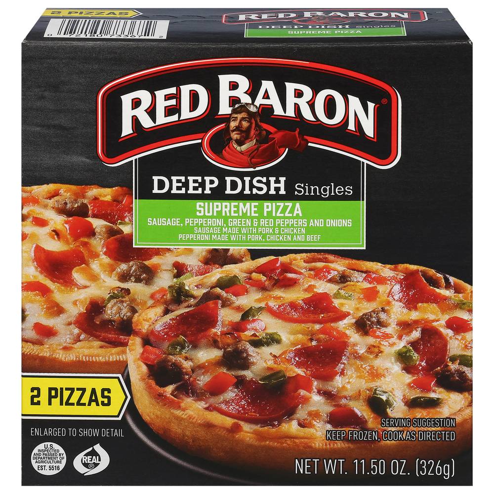 Red Baron Deep Dish Singles Supreme Frozen Pizza (11.5 oz, 2 ct)