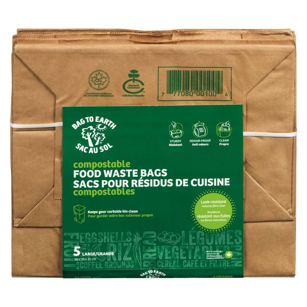 Bag to earth sacs pour résidus de cuisine - bags for kitchen waste (5 unités) (grand)