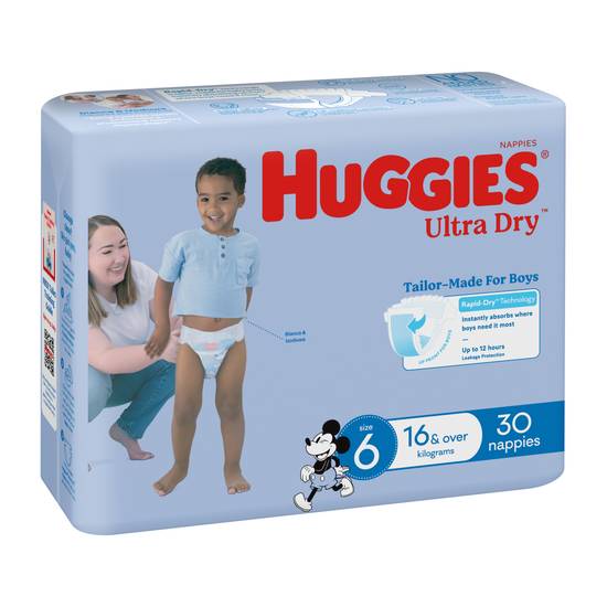 Huggies Ultra Dry Nappies Boys Size 6 (16kg+) 30 pack