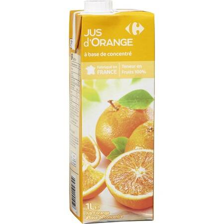 Jus d'orange à base de concentré CARREFOUR - la brique d'1L