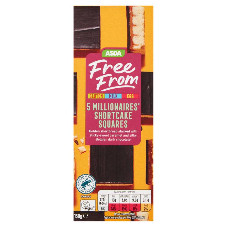 Asda Free From 5 Millionaires' Shortcake Squares 150g