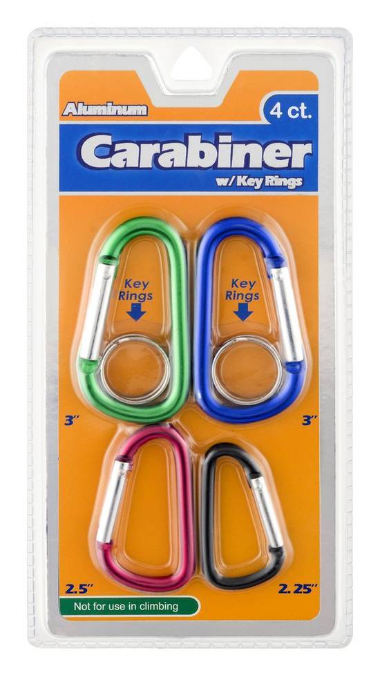 Items 4 U! Aluminum Carabiner With Key Rings (4 ct)