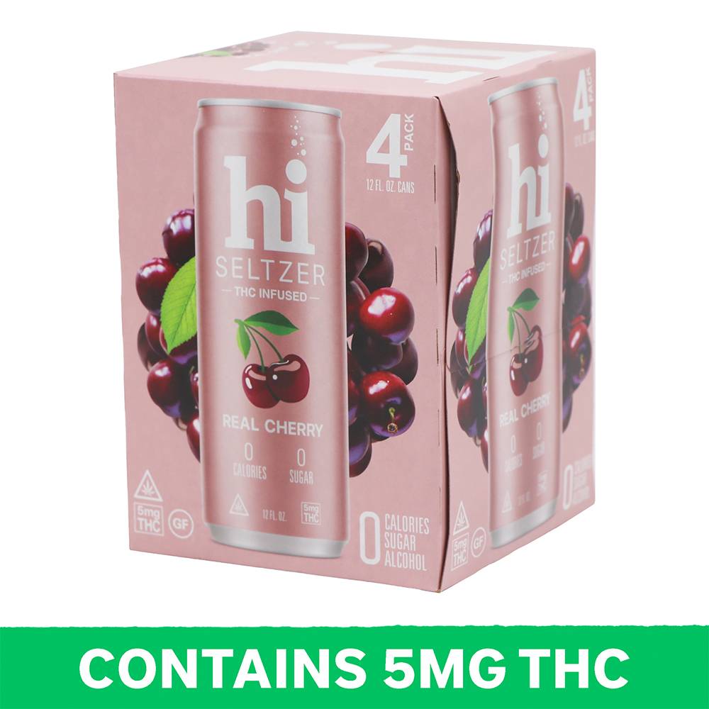 HI REAL CHERRY 5MG DELTA 9 SELTZER * 4PK CAN