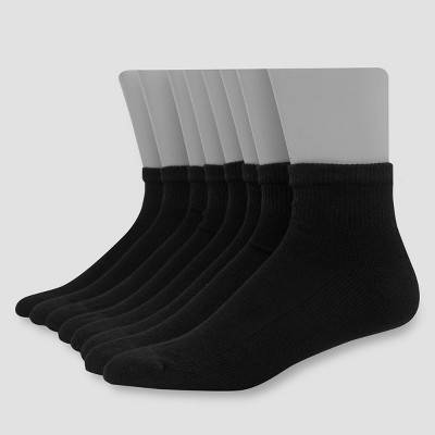 Hanes Cushions Ankle Socks, Men, 6-12, Black (8 ct)