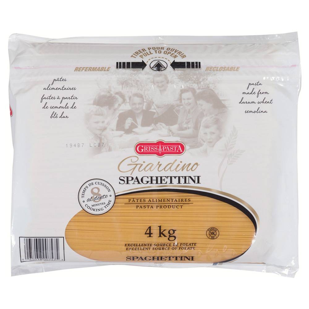 Grisspasta Giardino Spaghettini, 4 Kg