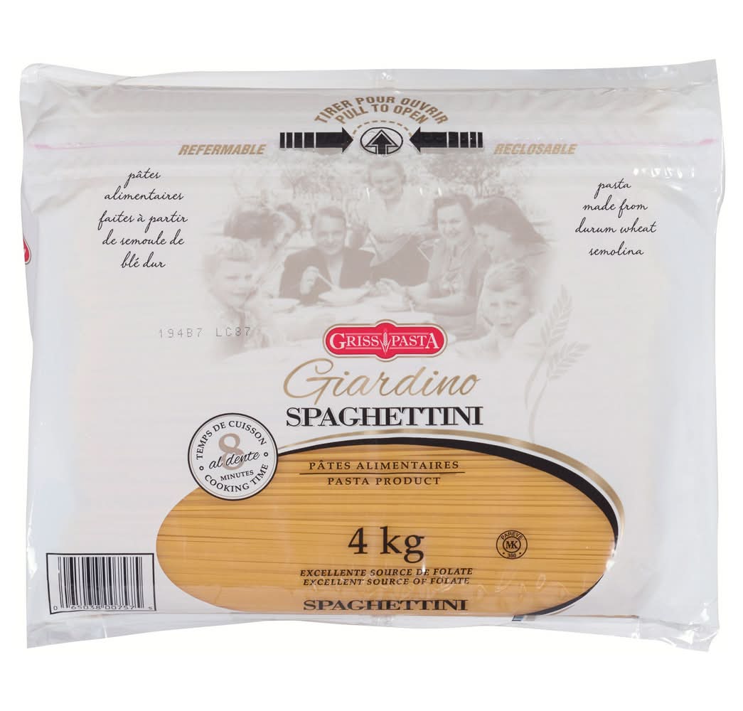 Grisspasta Giardino - Sac De Spaghettini De 4 Kg / Grisspasta Giardino Spaghettini, 4 Kg