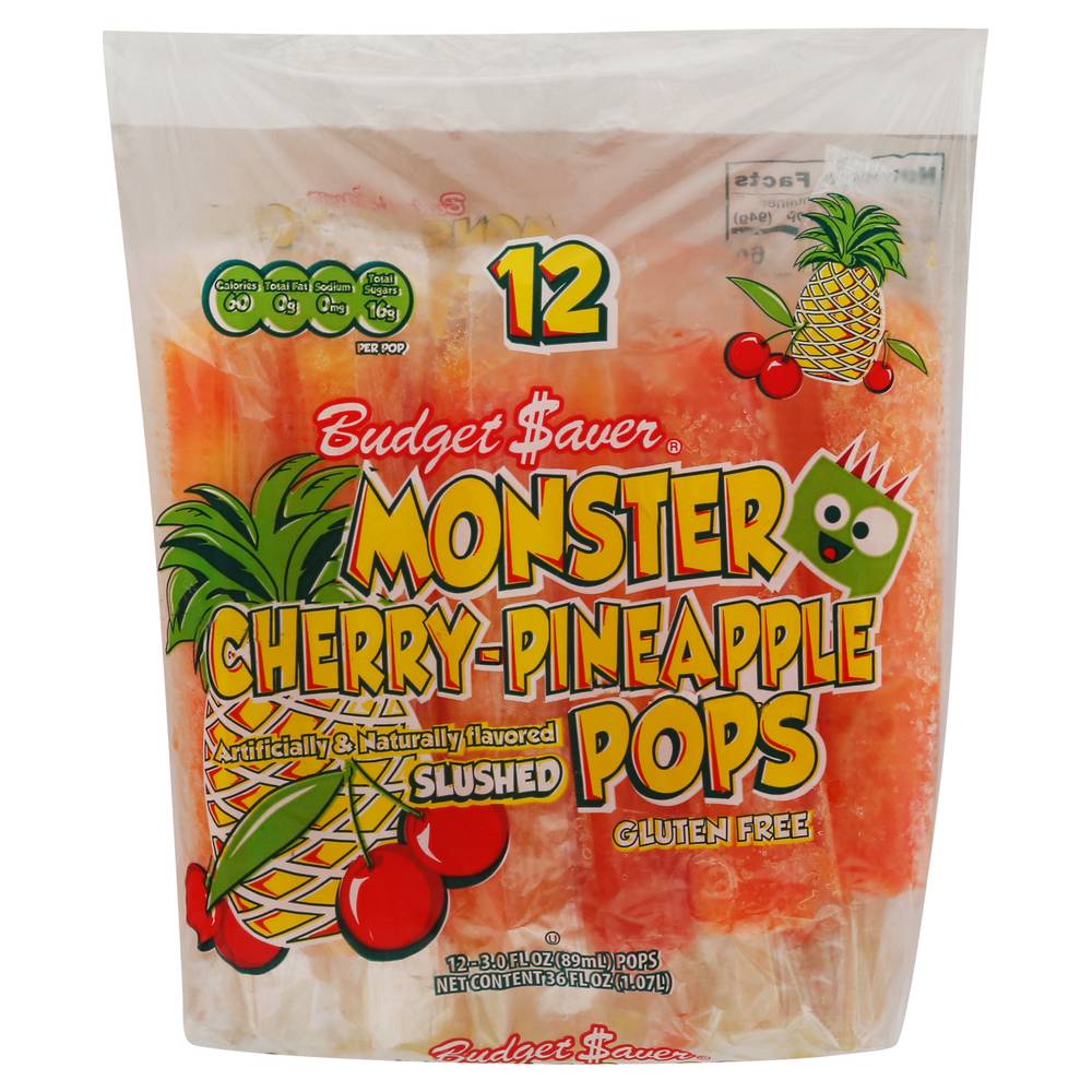 Budget Saver Slushed Cherry-Pineapple Monster Pops (36 fl oz)