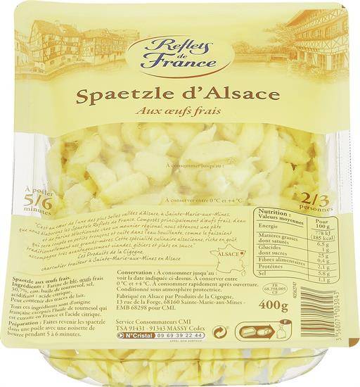 Pâtes Spaetzle aux œufs frais REFLETS DE FRANCE - la barquette de 400 g