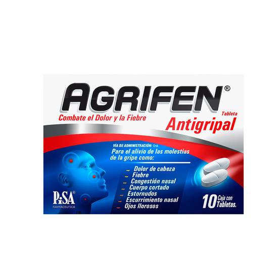 Pisa agrifen paracetamol, cafeína tabletas 500 mg/50 mg (10 piezas)