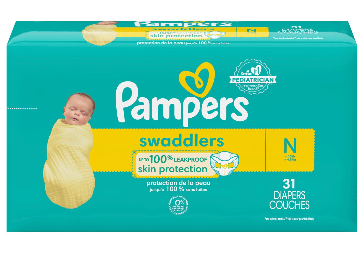 Pampers Swaddlers Newborn Diapers Best & Comfort Ever, N (31 ct)