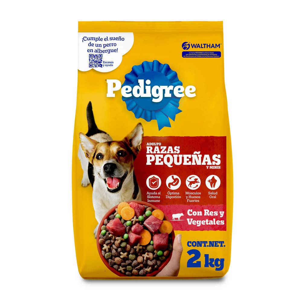 Pedigree alimento seco adulto razas pequeñas y minis con res y vegetales (costal 2 kg)