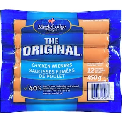 Maple lodge farms saucisses fumées de poulet originales - original chicken wieners (12 unités)