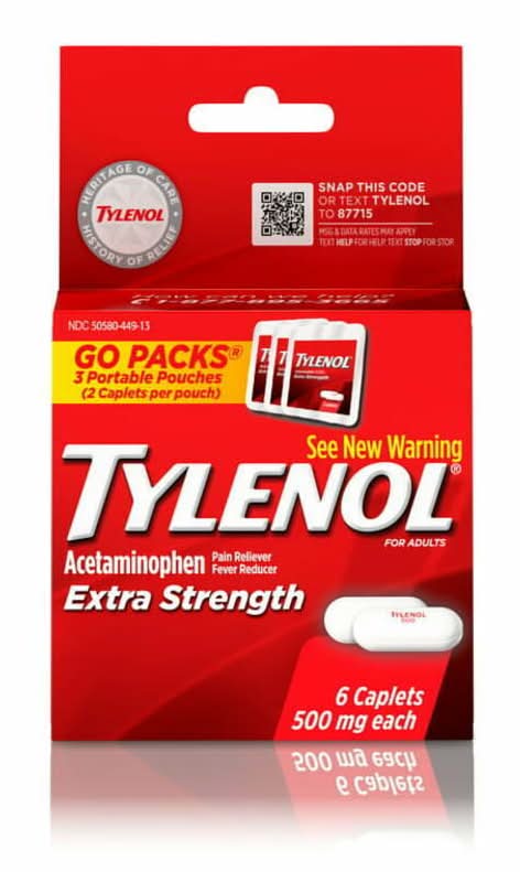 Tylenol Extra Strength Pain Reliever Caplets 500mg 6-Count