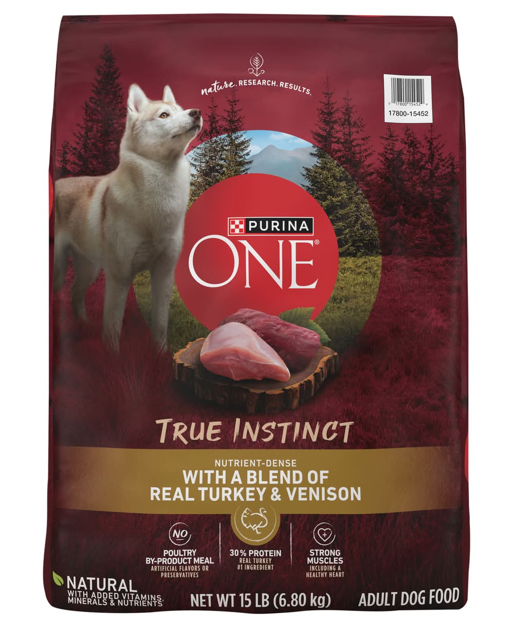 Purina One True Instinct Dry Dog Food, Real Turkey & Venison, Adult (15 lbs)