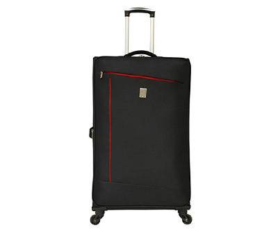 Weekend Traveler Contrast-Lines Lightweight Softside Spinner Suitcase (28 in/black-red)