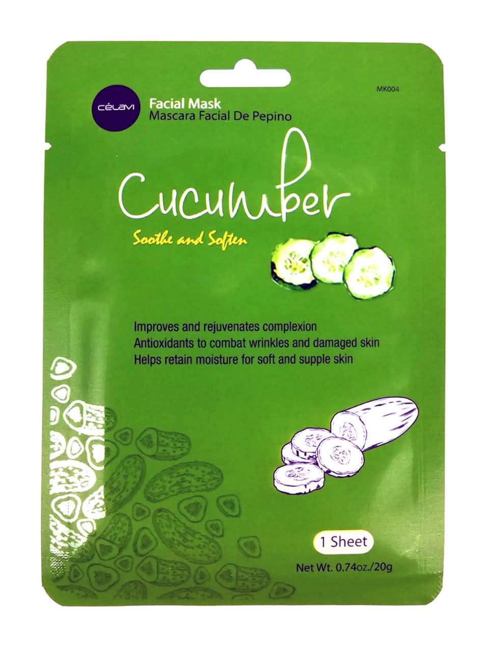 Celavi Cucumber Facial Sheet Mask 0.74 Oz