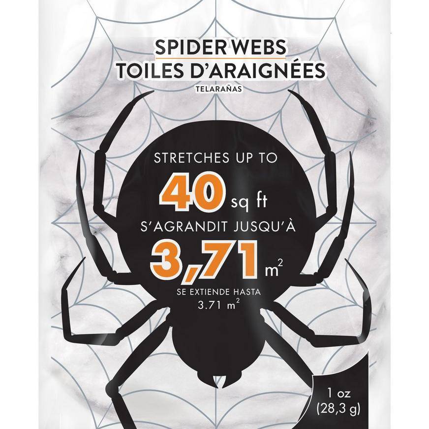 Party City Stretch Spider Web, Unisex, 40 sq ft, White